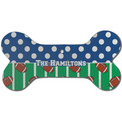 Football Ceramic Dog Ornament - Front w/ Multiple Names