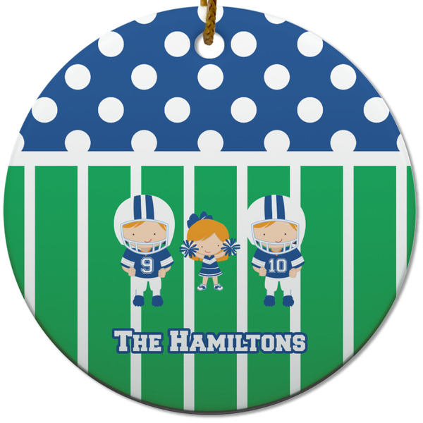 Football Ceramic Flat Ornament - Circle (Front)