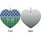 Football Ceramic Flat Ornament - Heart Front & Back (APPROVAL)
