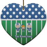 Football Heart Ceramic Ornament w/ Multiple Names
