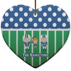 Football Heart Ceramic Ornament w/ Multiple Names