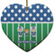 Football Ceramic Flat Ornament - Heart (Front)