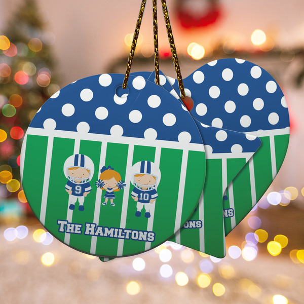Custom Football Ceramic Ornament w/ Multiple Names