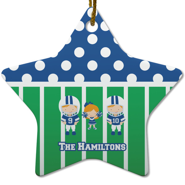 Football Ceramic Flat Ornament - Star (Front)