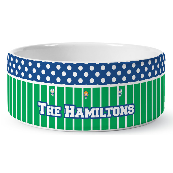 Custom Football Ceramic Dog Bowl - Large (Personalized)