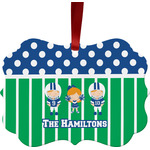 Football Metal Frame Ornament - Double Sided w/ Multiple Names