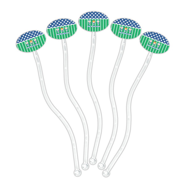 Football Clear Plastic 7" Stir Stick - Oval - Fan