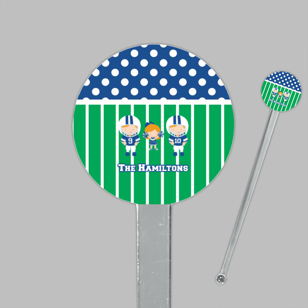 Football Clear Plastic 7" Stir Stick - Round - Closeup