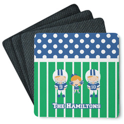 Football Square Rubber Backed Coasters - Set of 4 (Personalized)