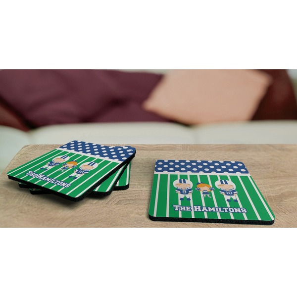 Football Coaster Rubber Back - On Coffee Table
