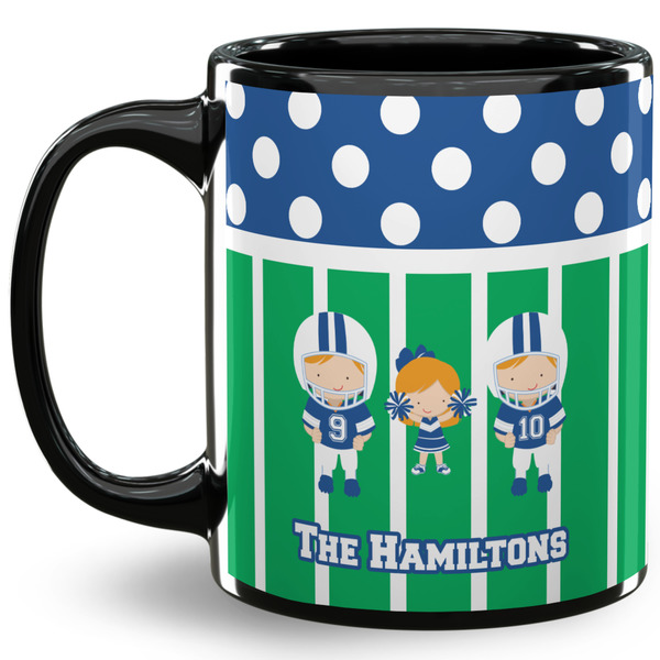 Custom Football 11 Oz Coffee Mug - Black (Personalized)