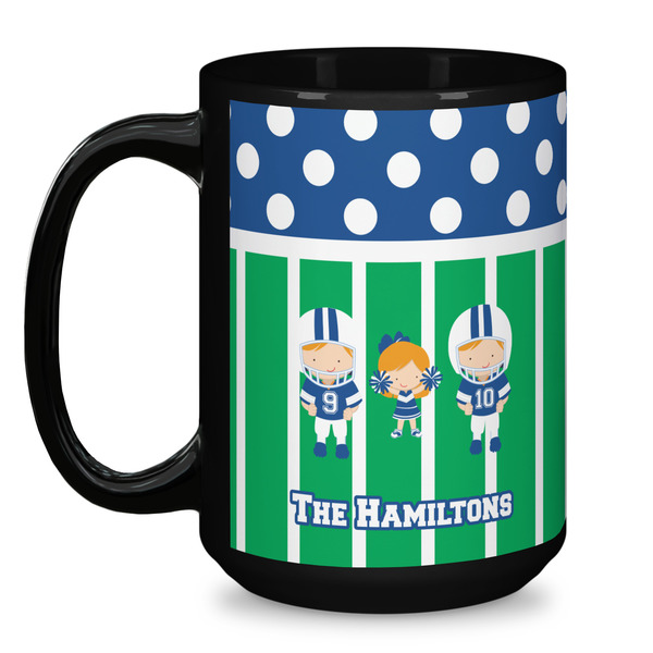 Football Coffee Mug - 15 oz - Black