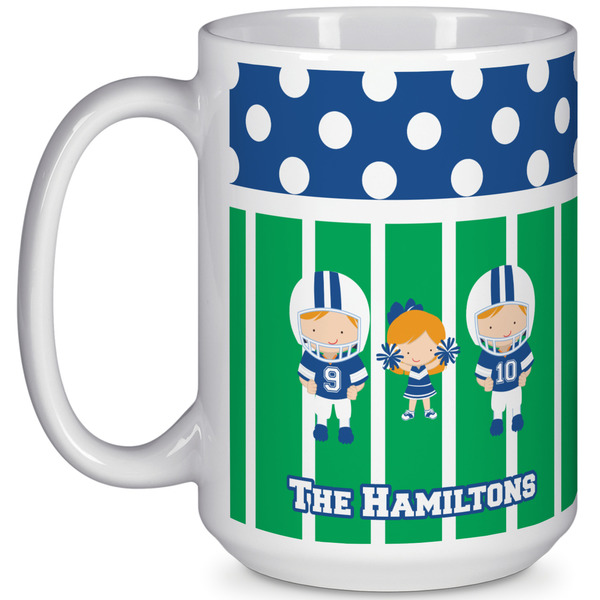 Custom Football 15 Oz Coffee Mug - White (Personalized)