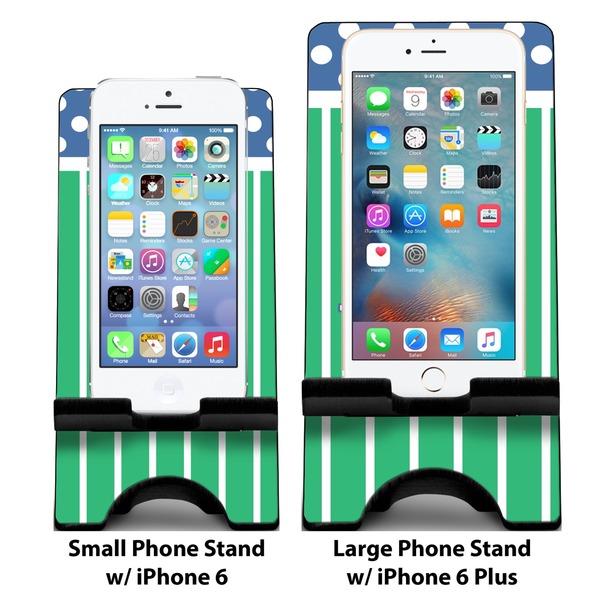Football Compare Phone Stand Sizes - with iPhones