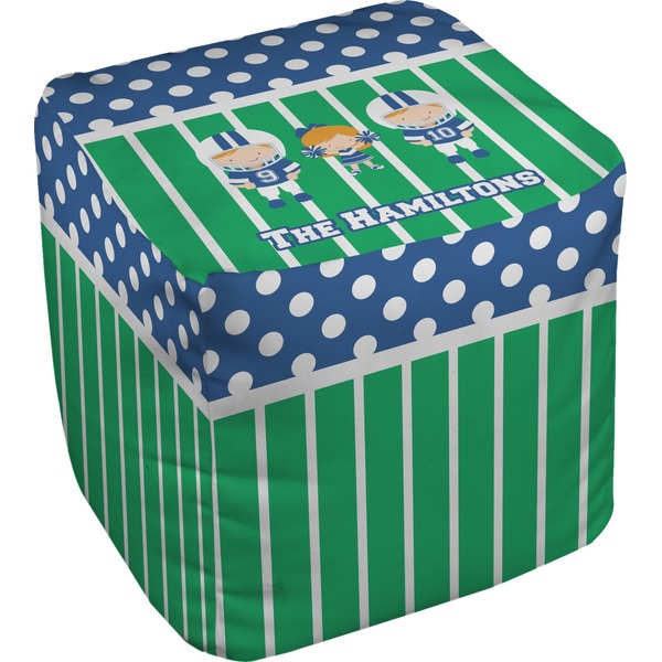 Custom Football Cube Pouf Ottoman - 18" (Personalized)