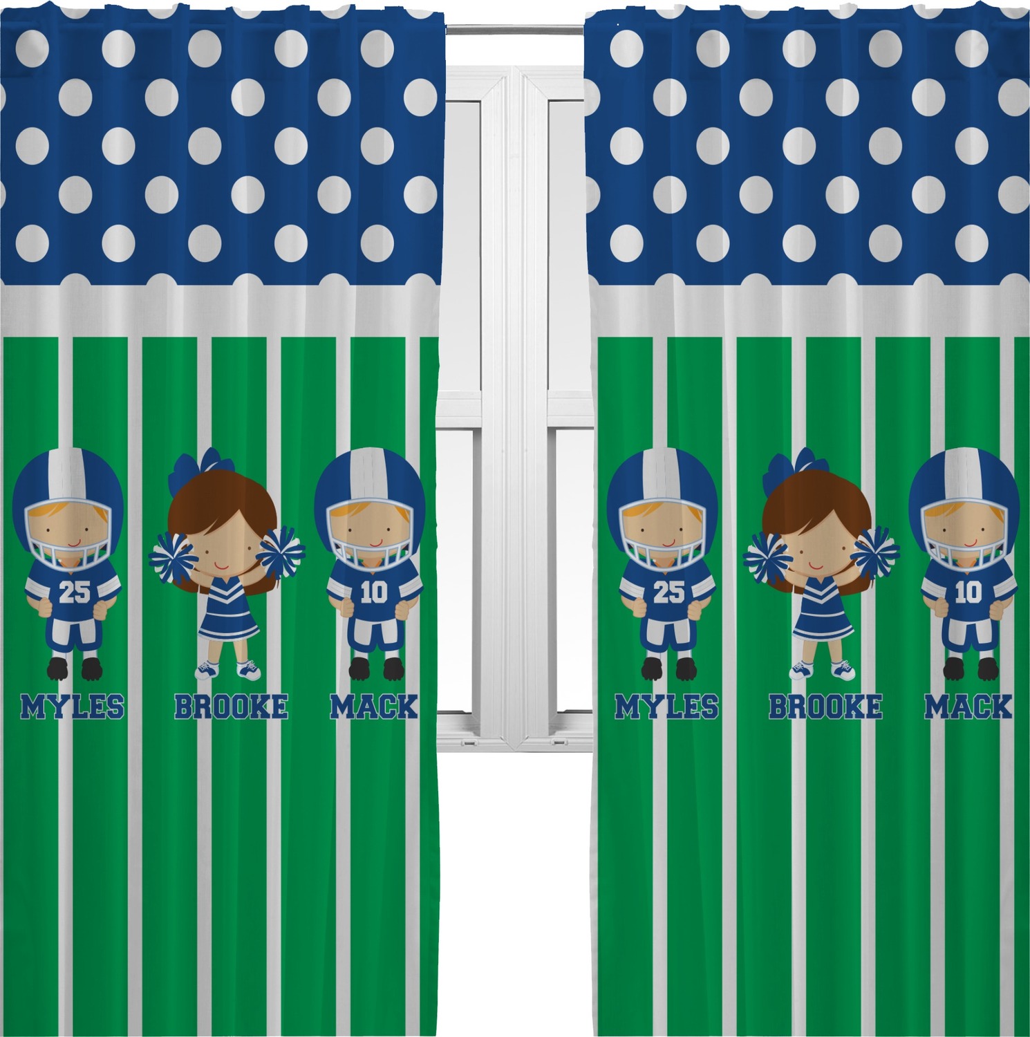 Football Curtains 20"x84" Panels Unlined (2 Panels Per Set) (Personalized) YouCustomizeIt