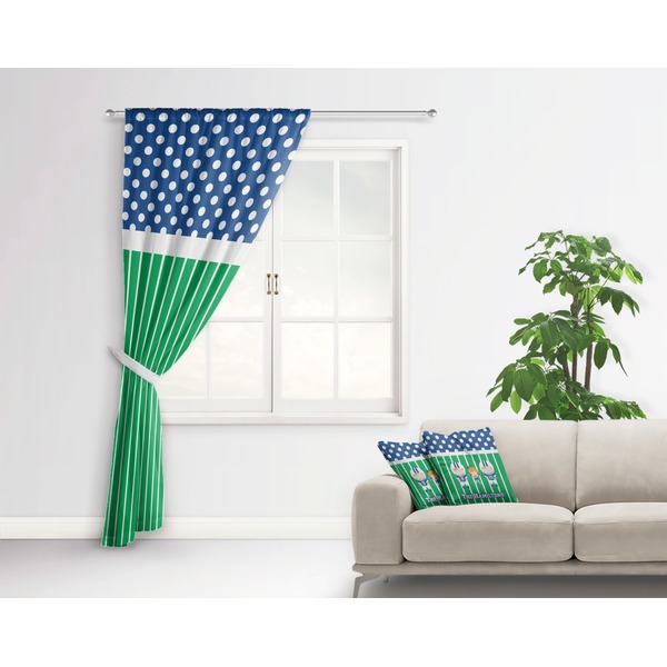 Football Curtain With Window and Rod - in Room Matching Pillow