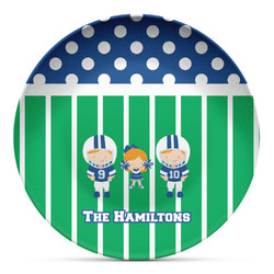 Football Microwave Safe Plastic Plate - Composite Polymer (Personalized)