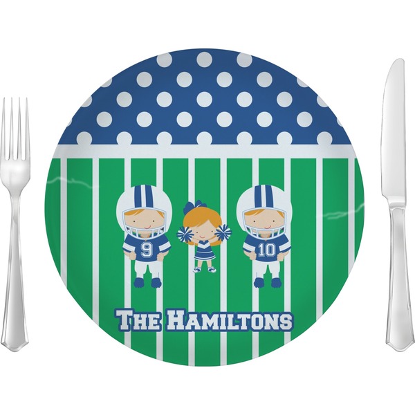 Custom Football 10" Glass Lunch / Dinner Plates - Single or Set (Personalized)