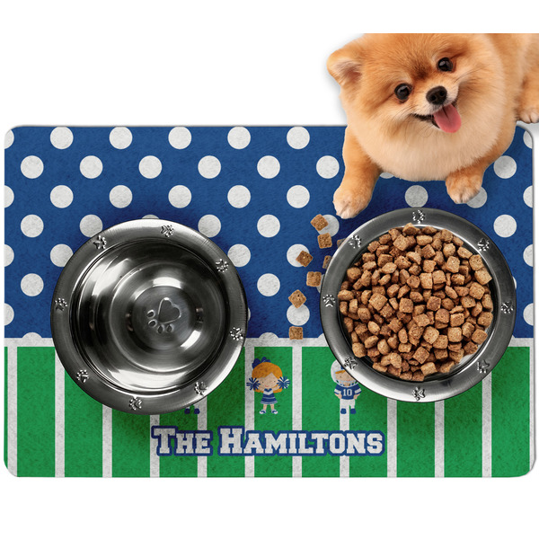 Custom Football Dog Food Mat - Small w/ Multiple Names