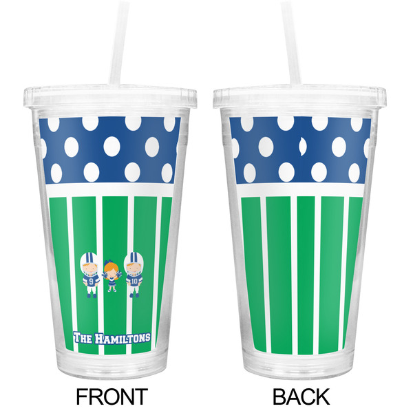 Football Double Wall Tumbler with Straw - Approval