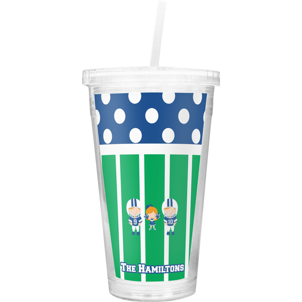 Custom Football Double Wall Tumbler with Straw (Personalized)
