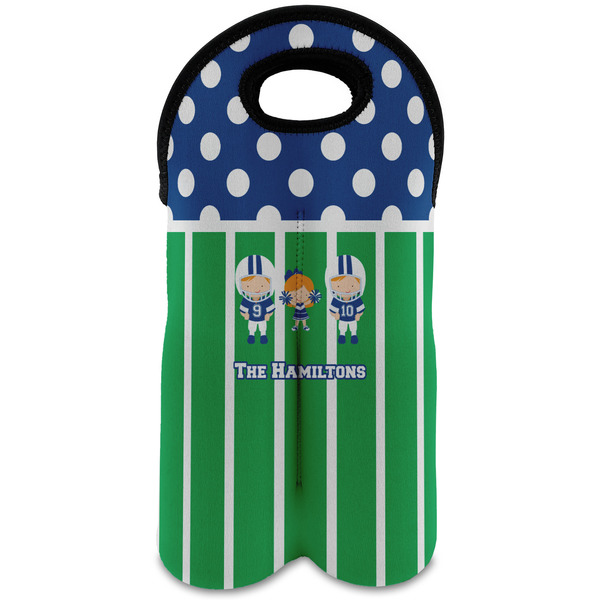 Custom Football Wine Tote Bag (2 Bottles) (Personalized)