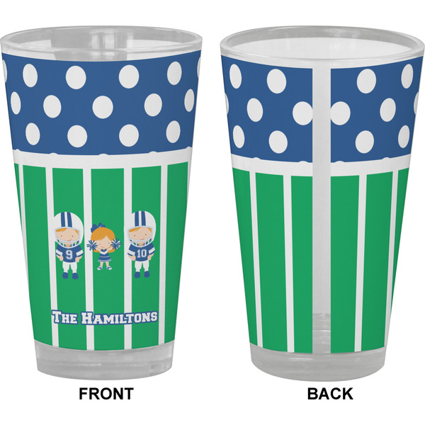 Football Pint Glass - Full Color - Front & Back Views