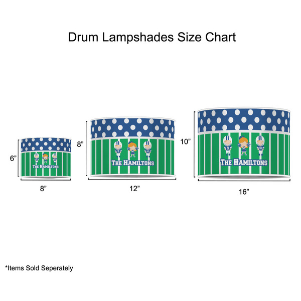 Football Drum Lampshades - Sizing Chart