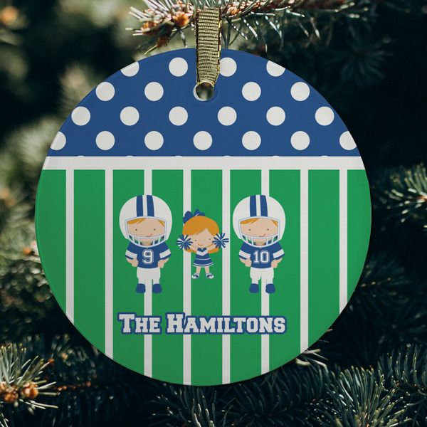 Football Frosted Glass Ornament - Round (Lifestyle)