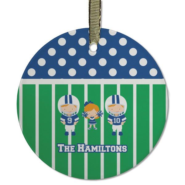 Football Frosted Glass Ornament - Round