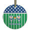 Football Flat Glass Ornament - Round w/ Multiple Names