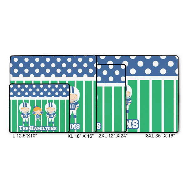 Football Gaming Mats - SIZE CHART