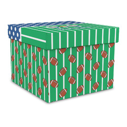 Football Gift Box with Lid - Canvas Wrapped - Large (Personalized)
