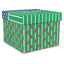Football Gift Box with Lid - Canvas Wrapped - X-Large (Personalized)