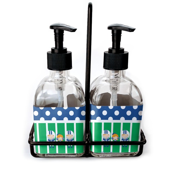 Custom Football Glass Soap & Lotion Bottle Set (Personalized)