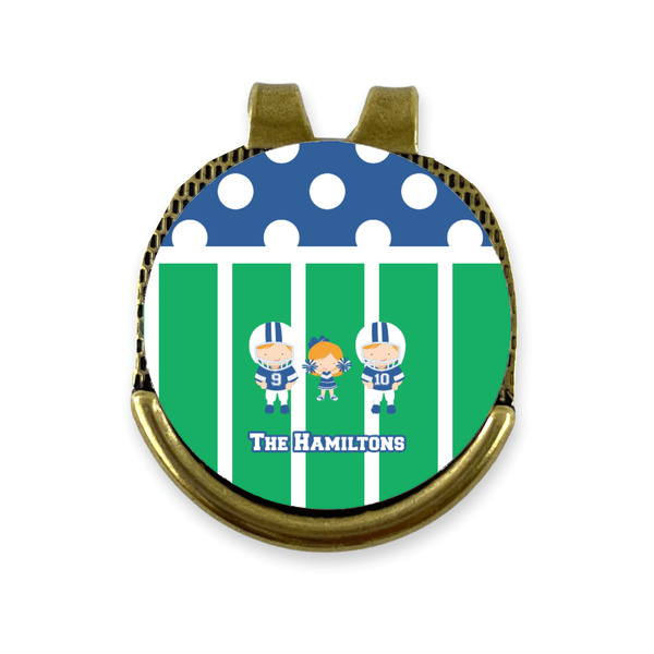 Custom Football Golf Ball Marker - Hat Clip - Gold