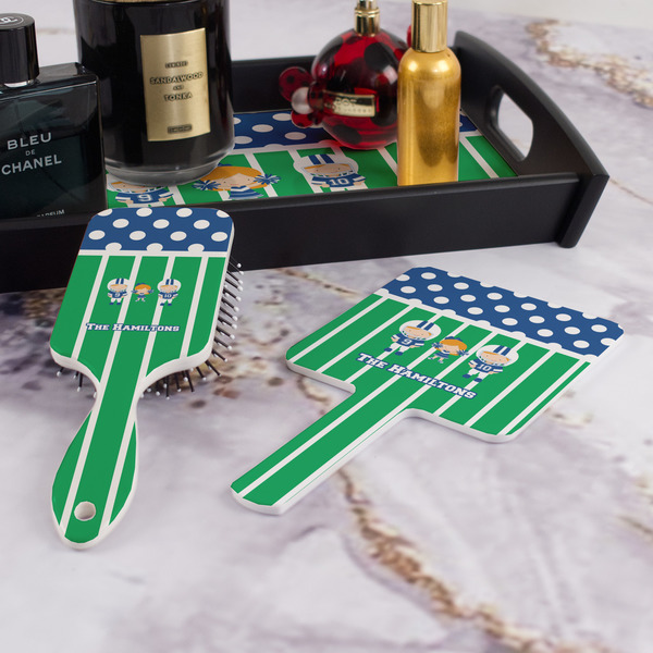 Football Hair Brush and Hand Mirror - Bathroom Scene