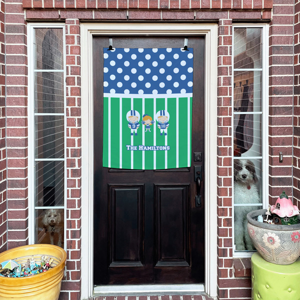 Football House Flags - Double Sided - (Over the door) LIFESTYLE