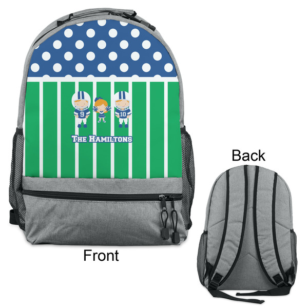 Football Large Backpack - Gray - Front & Back View