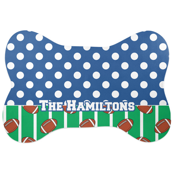 Custom Football Bone Shaped Dog Food Mat (Large) (Personalized)