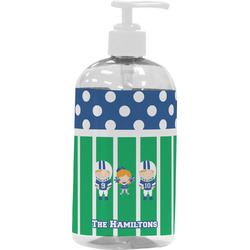 Football Plastic Soap / Lotion Dispenser (16 oz - Large - White) (Personalized)