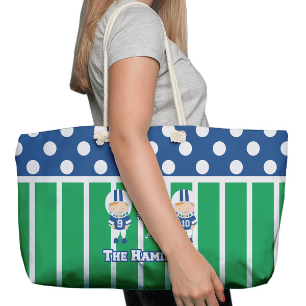 Football Large Rope Tote Bag - In Context View
