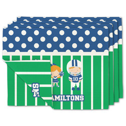 Football Double-Sided Linen Placemat - Set of 4 w/ Multiple Names
