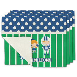 Football Single-Sided Linen Placemat - Set of 4 w/ Multiple Names