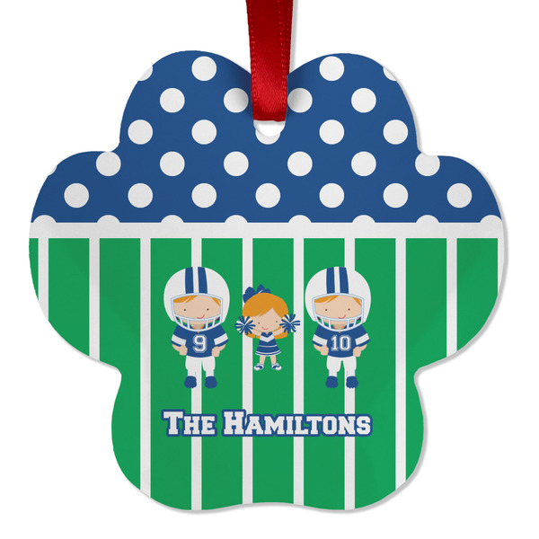 Football Metal Paw Ornament - Front