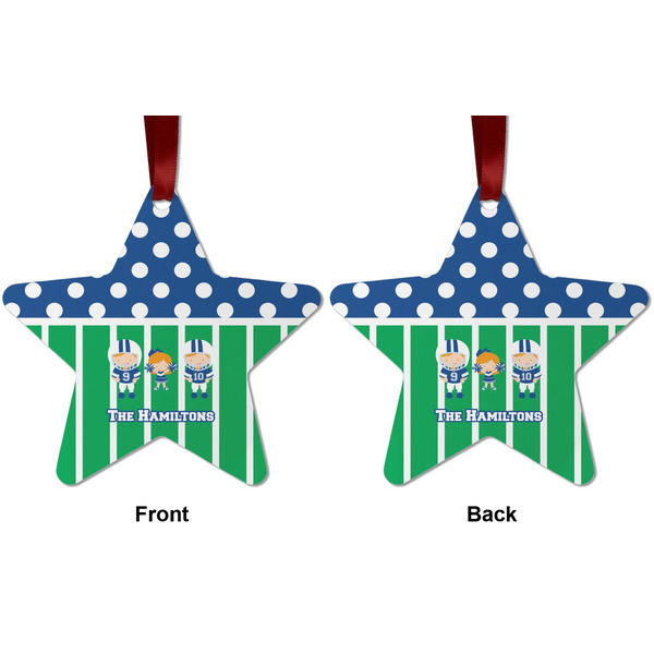Football Metal Star Ornament - Front and Back