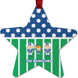 Football Metal Star Ornament - Double Sided w/ Multiple Names