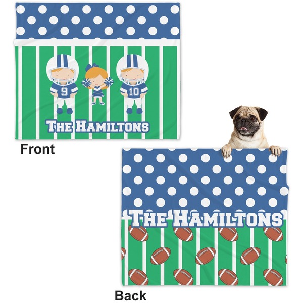 Football Microfleece Dog Blanket - Large- Front & Back