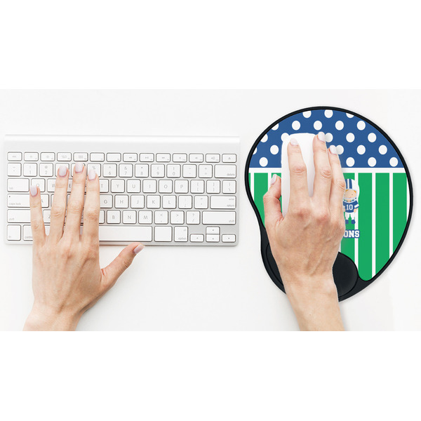 Football Mouse Pad with Wrist Rest - LIFESYTLE 2 (in use)